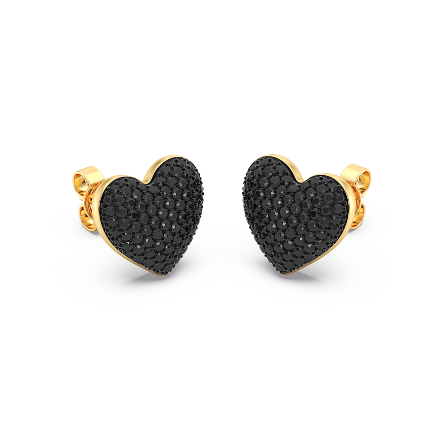Hello Ella Heart Studs in Black