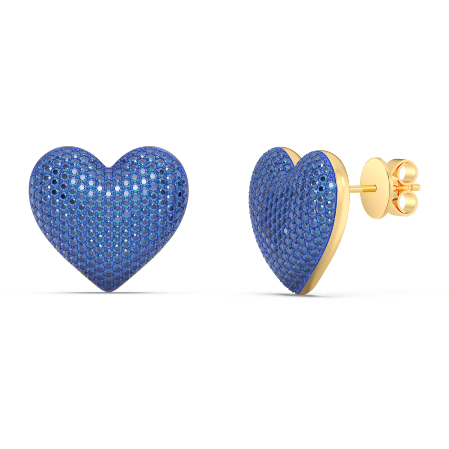 Hello Ella Heart Studs in Blue