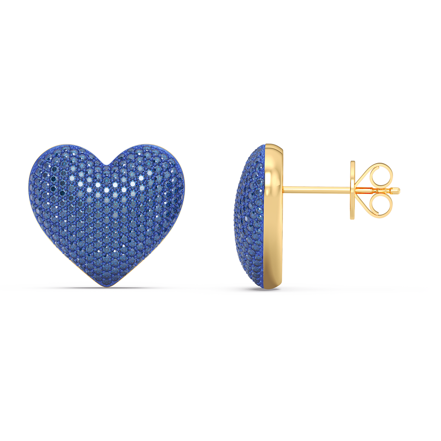 Hello Ella Heart Studs in Blue