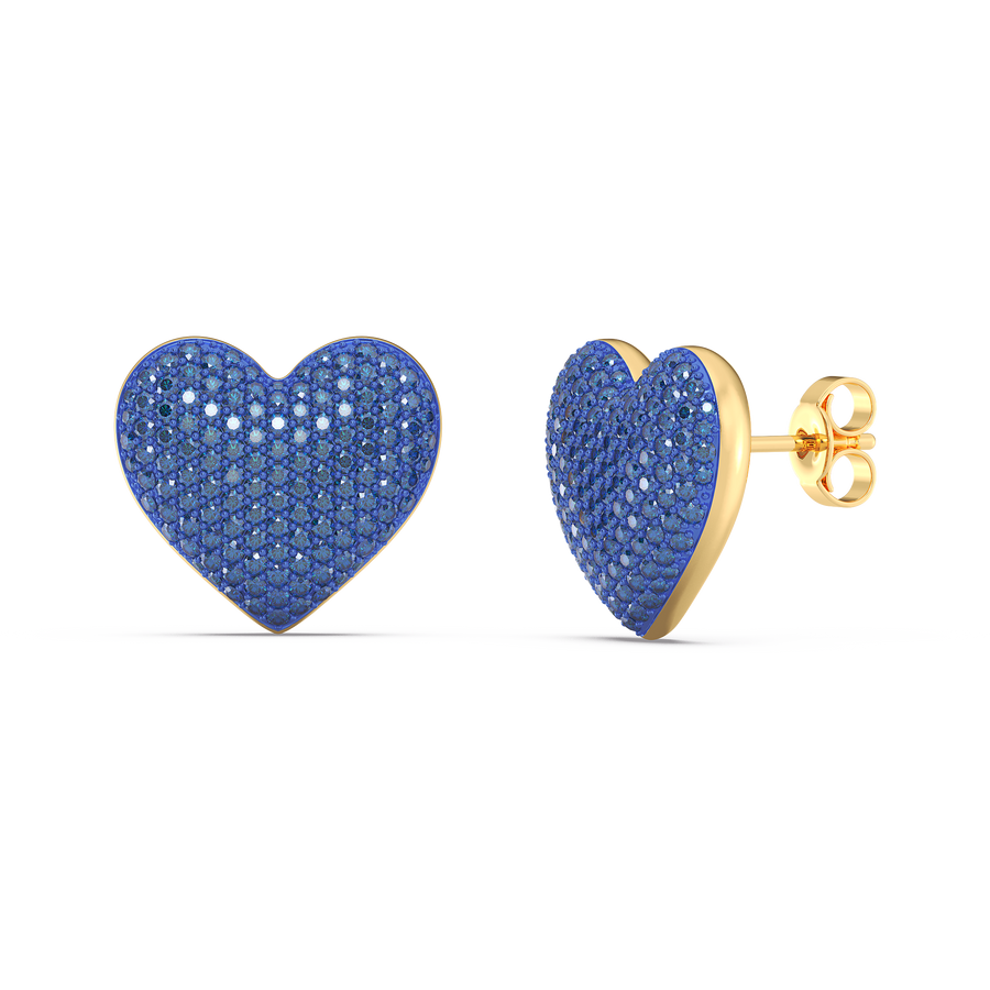 Hello Ella Heart Studs in Blue
