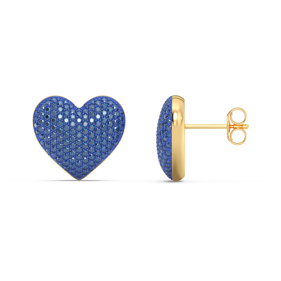 Hello Ella Heart Studs in Blue