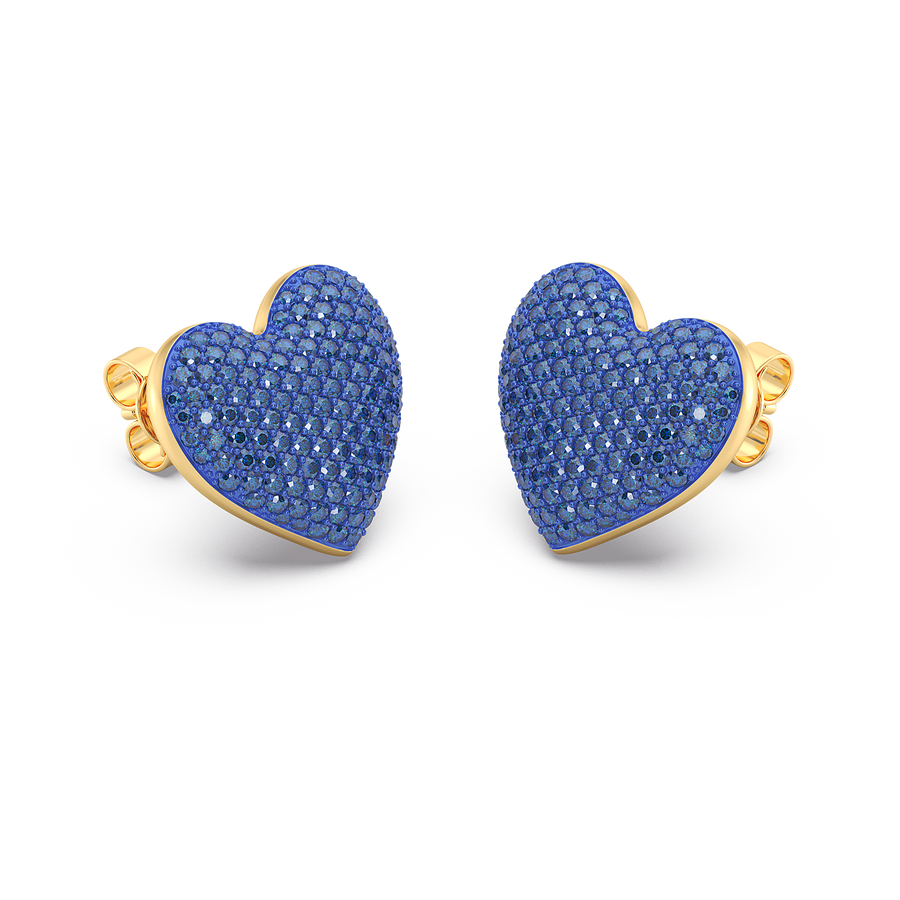 Hello Ella Heart Studs in Blue