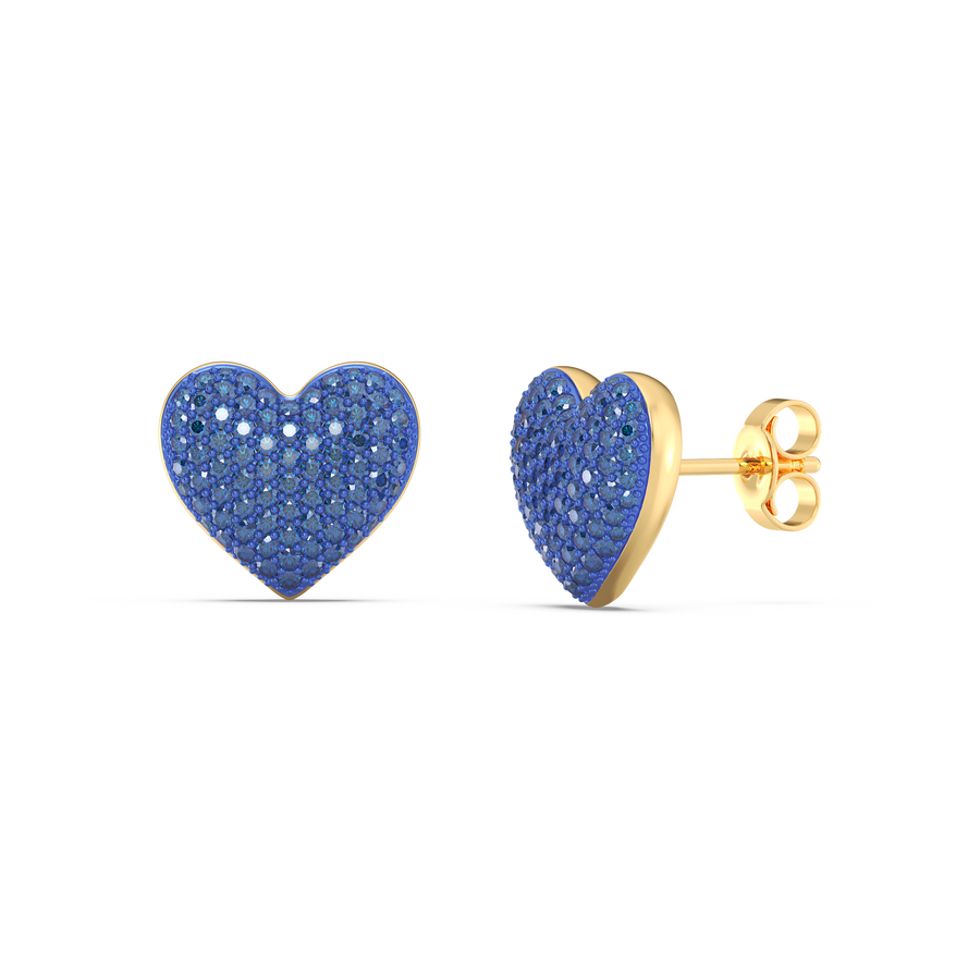 Hello Ella Heart Studs in Blue