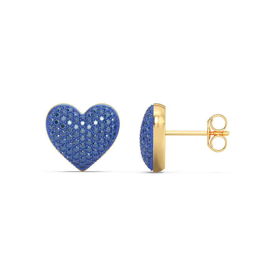 Hello Ella Heart Studs in Blue