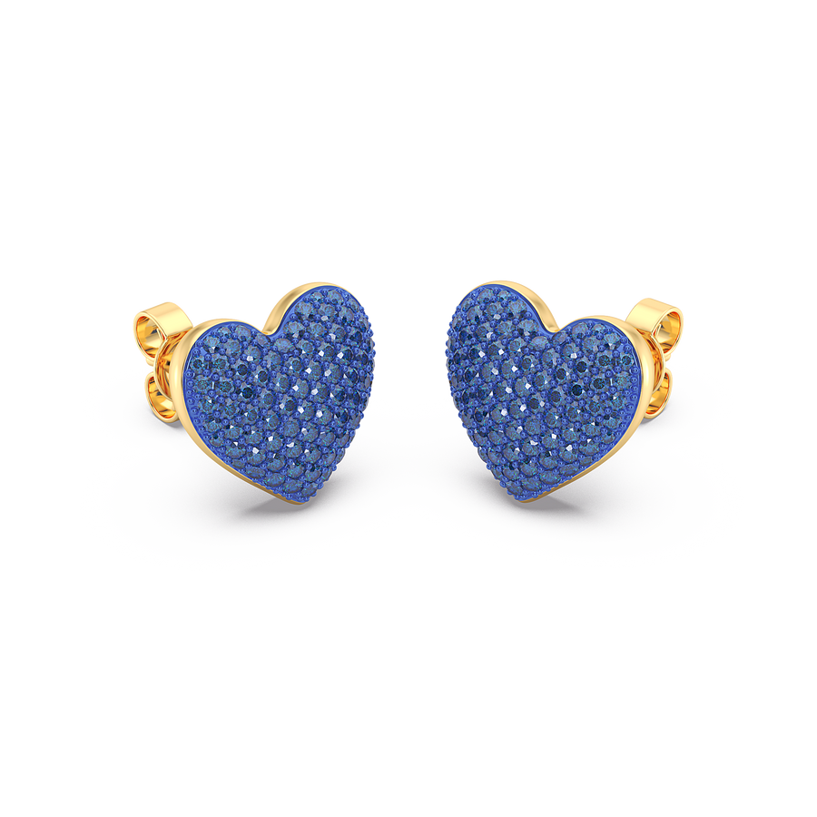 Hello Ella Heart Studs in Blue
