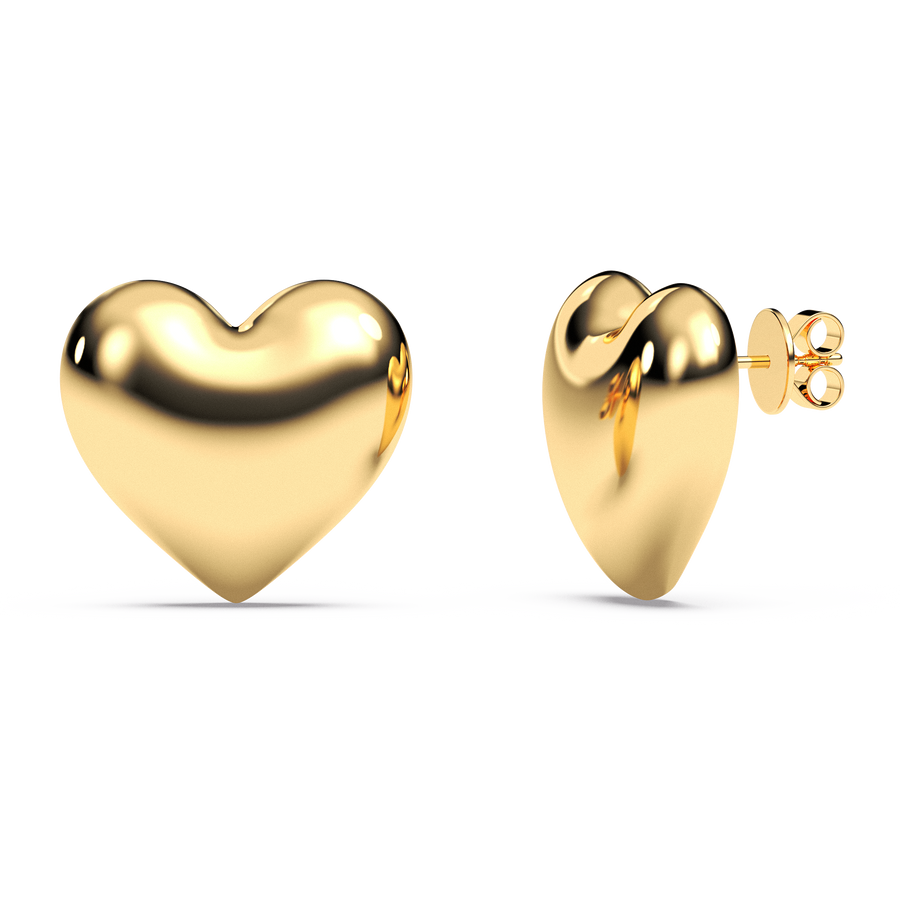 Hello Ella Heart Studs in Gold
