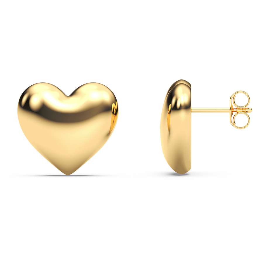 Hello Ella Heart Studs in Gold