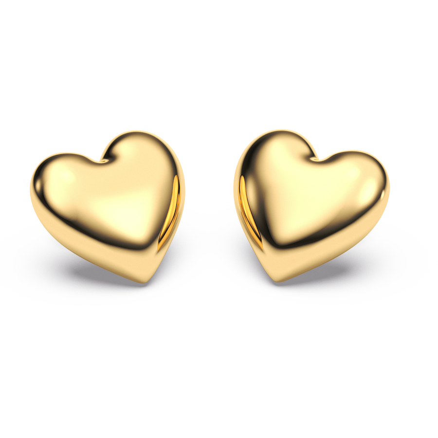 Hello Ella Heart Studs in Gold