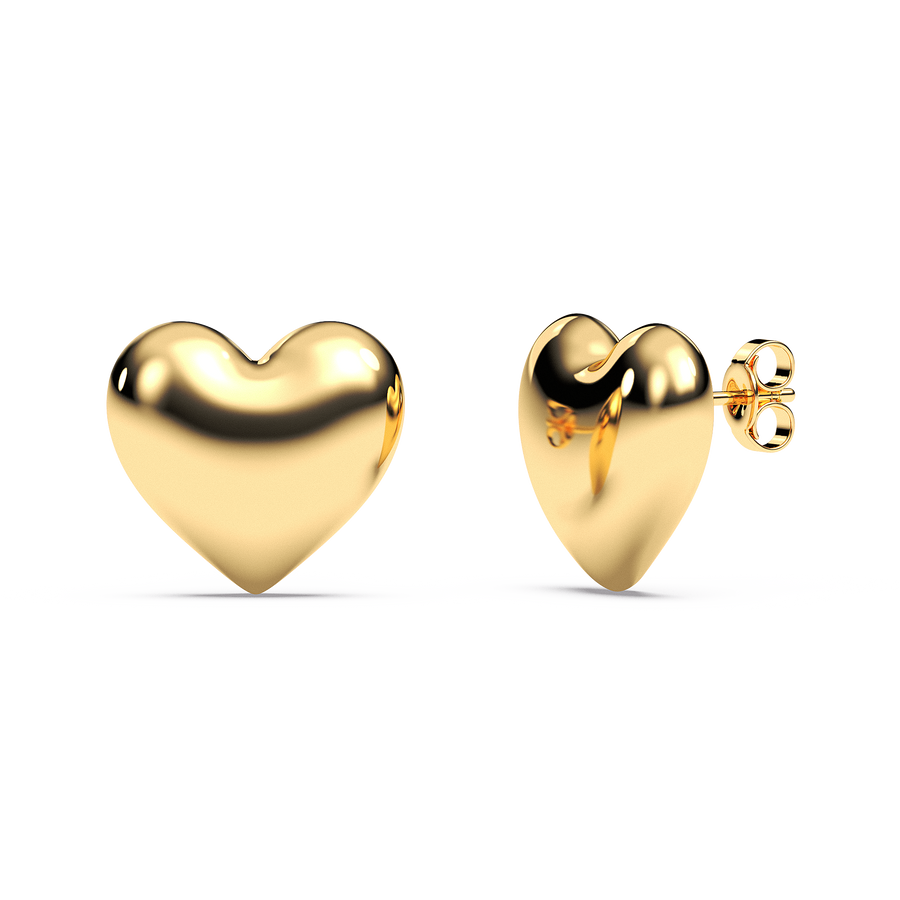 Hello Ella Heart Studs in Gold