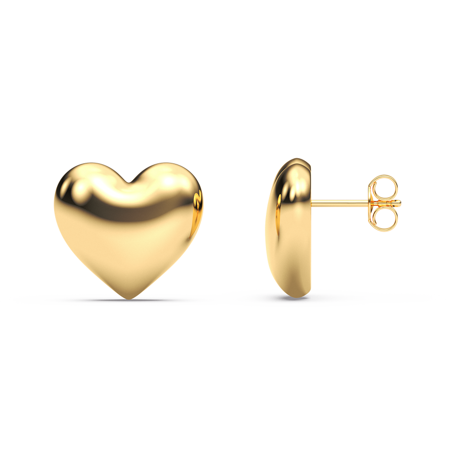 Hello Ella Heart Studs in Gold