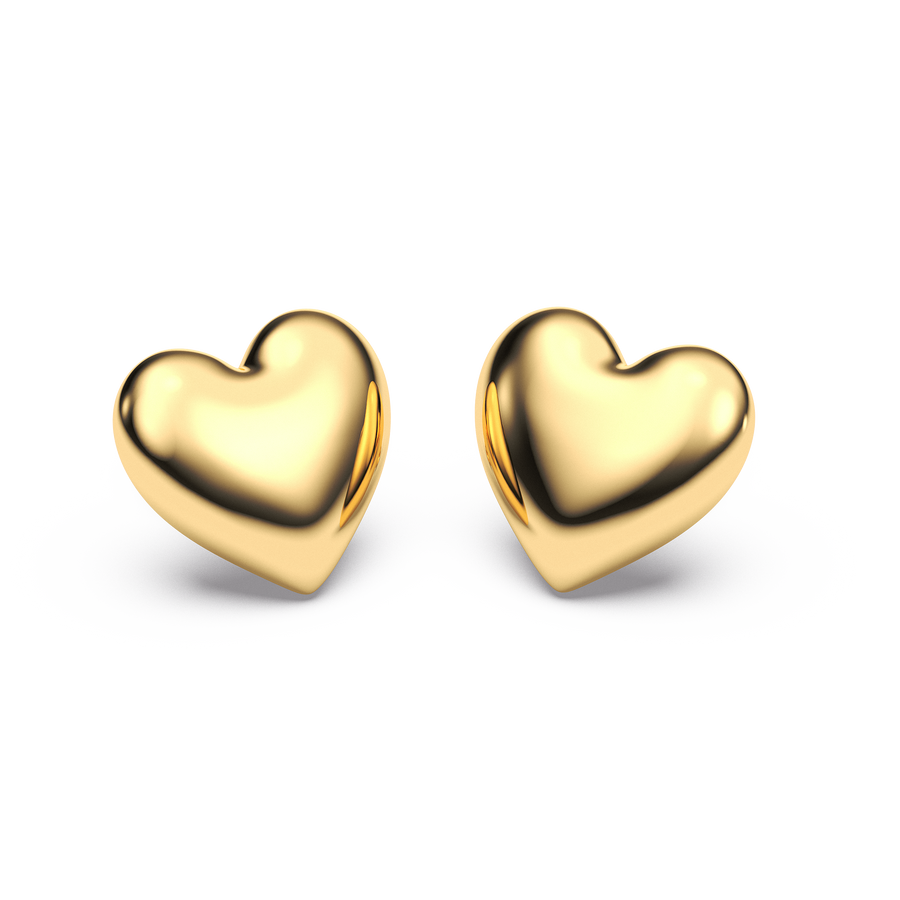 Hello Ella Heart Studs in Gold