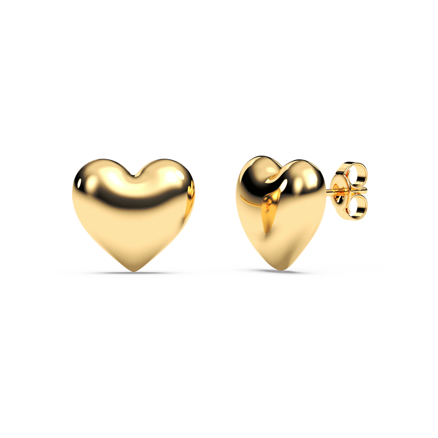 Hello Ella Heart Studs in Gold