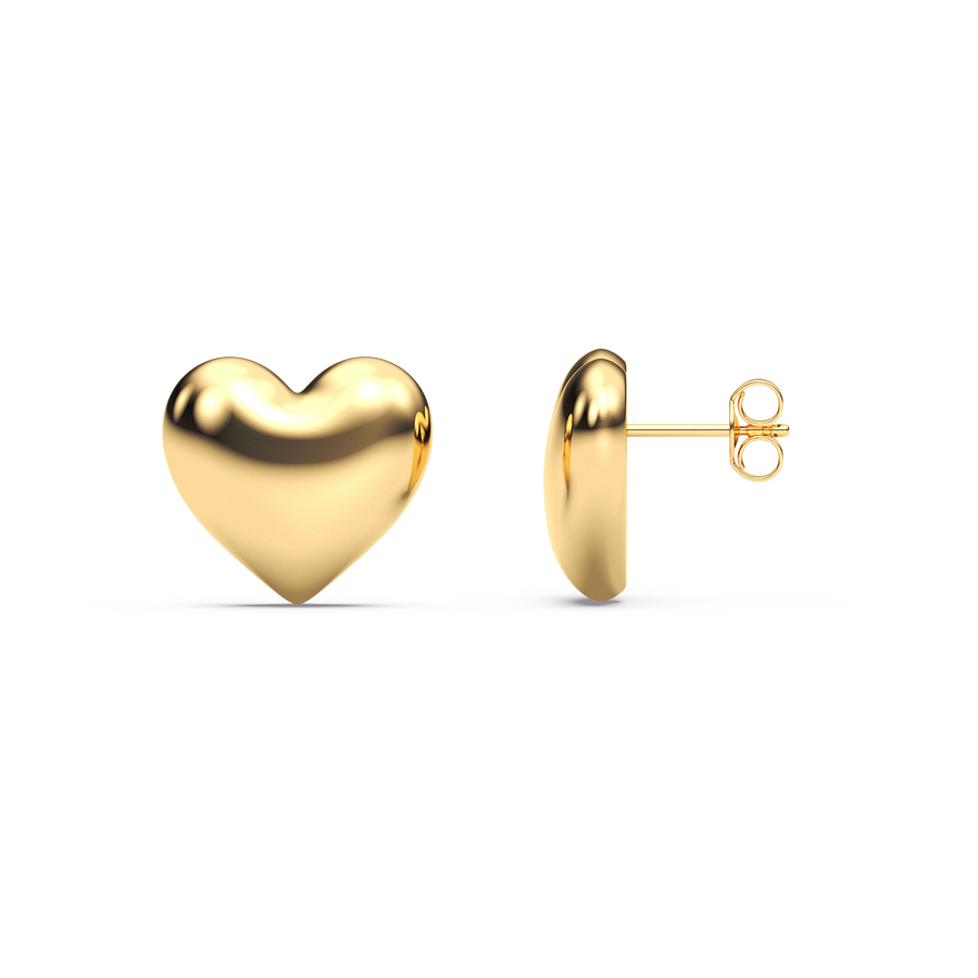 Hello Ella Heart Studs in Gold
