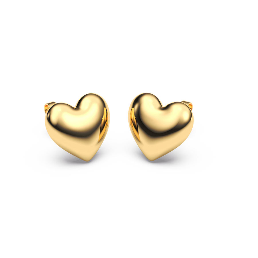 Hello Ella Heart Studs in Gold