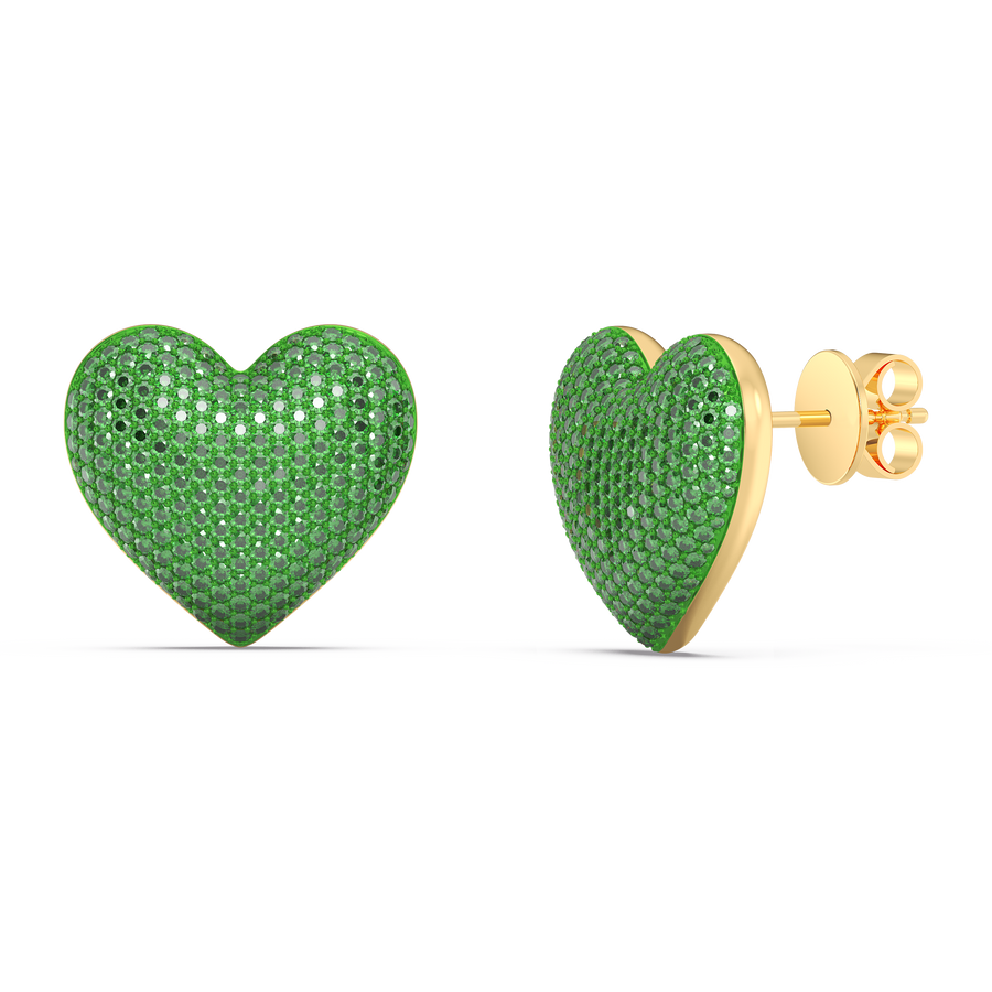 Hello Ella Heart Studs in Green