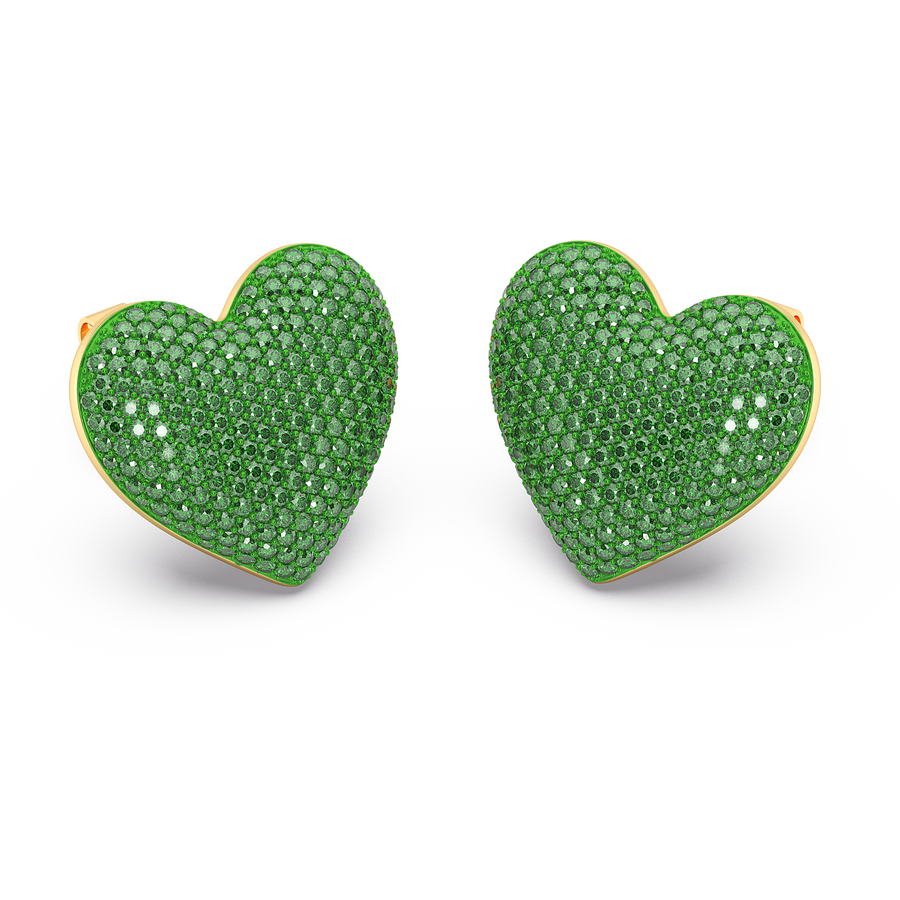 Hello Ella Heart Studs in Green