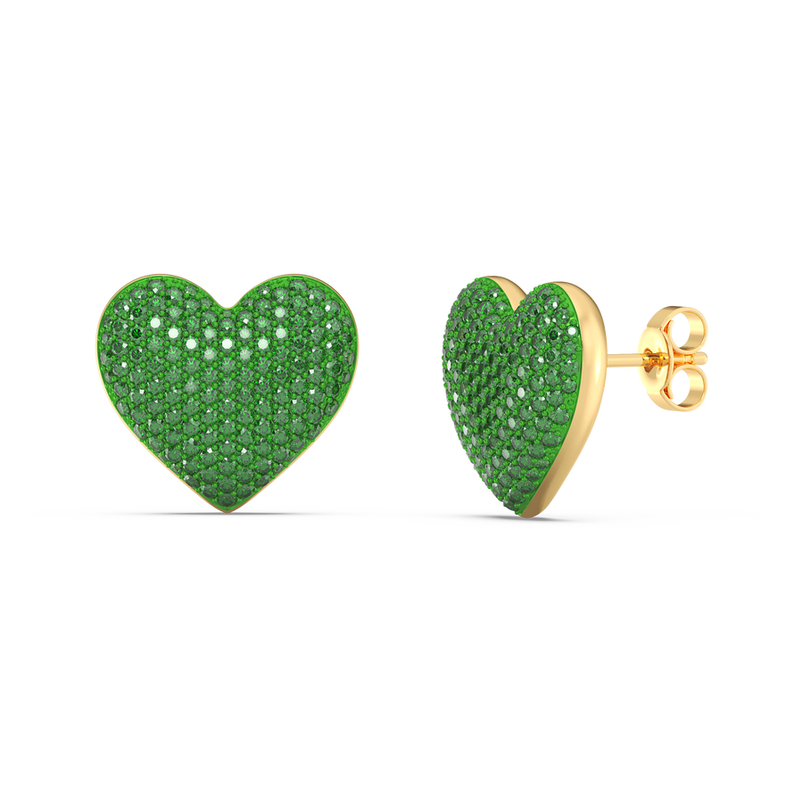 Hello Ella Heart Studs in Green