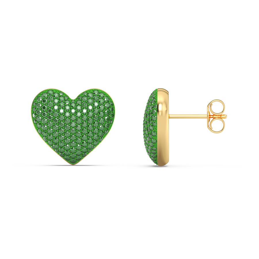 Hello Ella Heart Studs in Green