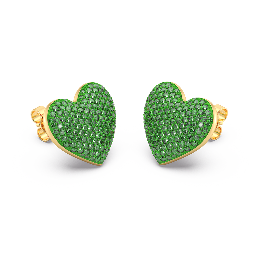 Hello Ella Heart Studs in Green