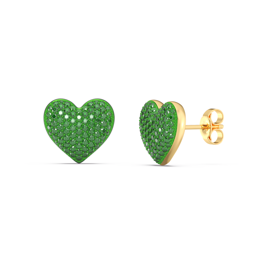Hello Ella Heart Studs in Green