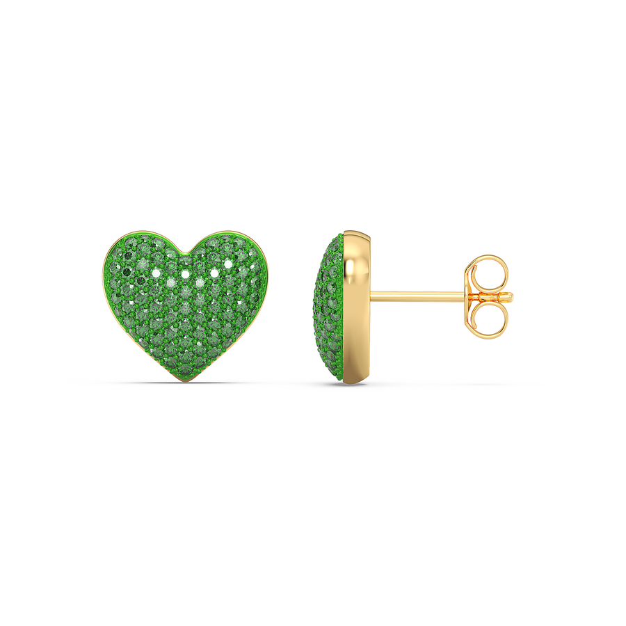 Hello Ella Heart Studs in Green