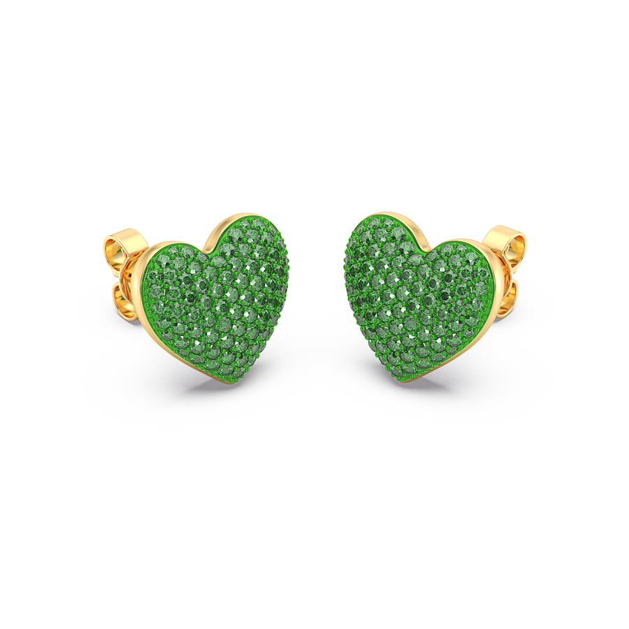 Hello Ella Heart Studs in Green
