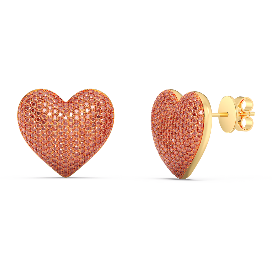 Hello Ella Heart Studs in Orange
