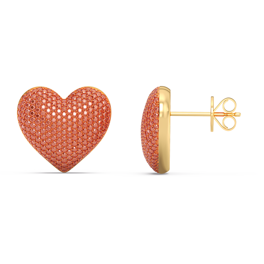 Hello Ella Heart Studs in Orange