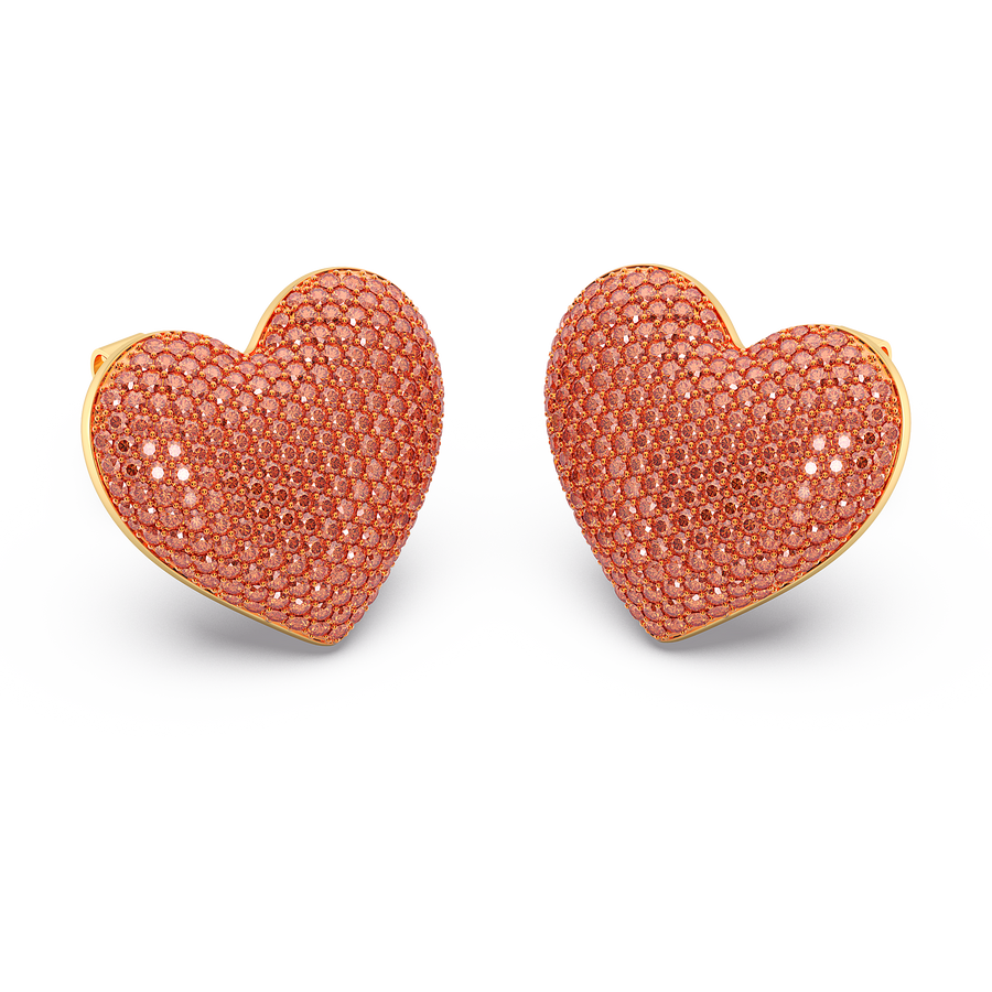 Hello Ella Heart Studs in Orange
