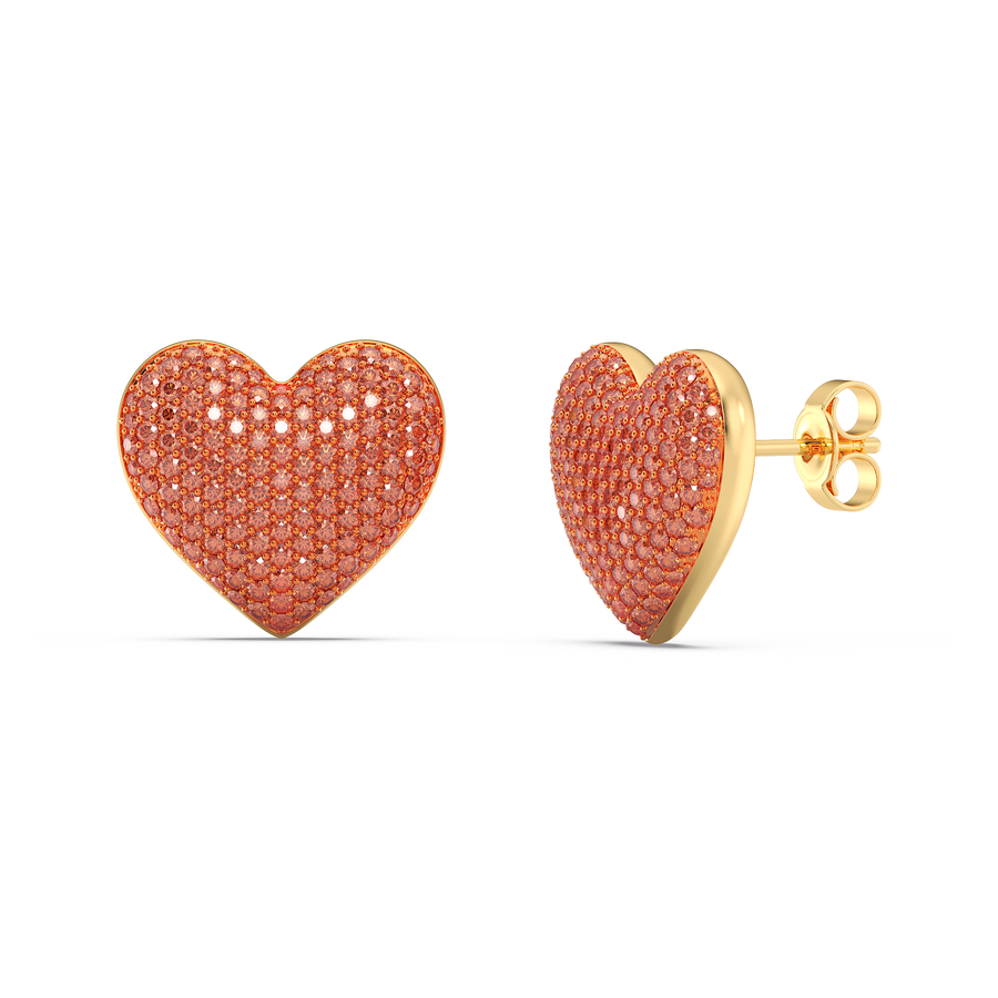 Hello Ella Heart Studs in Orange