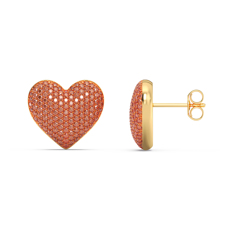 Hello Ella Heart Studs in Orange
