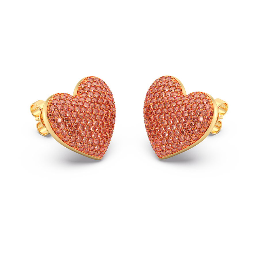 Hello Ella Heart Studs in Orange