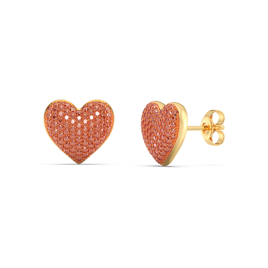 Hello Ella Heart Studs in Orange