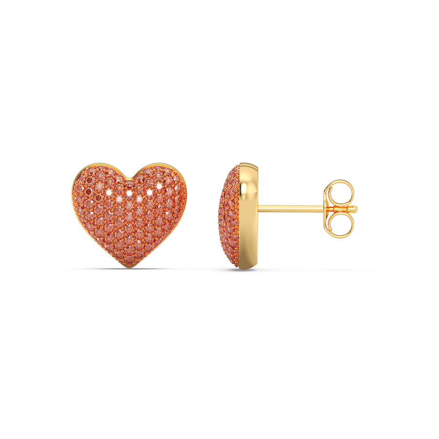 Hello Ella Heart Studs in Orange