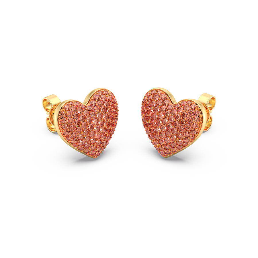 Hello Ella Heart Studs in Orange