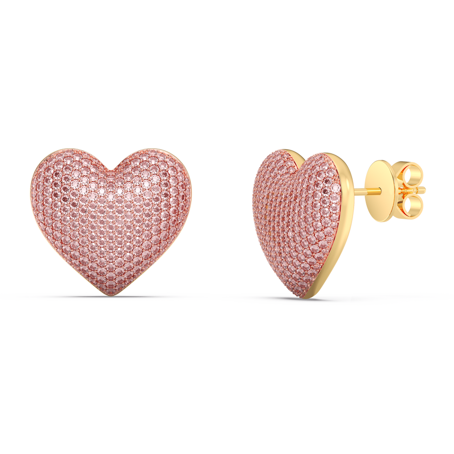 Hello Ella Heart Studs in Pink