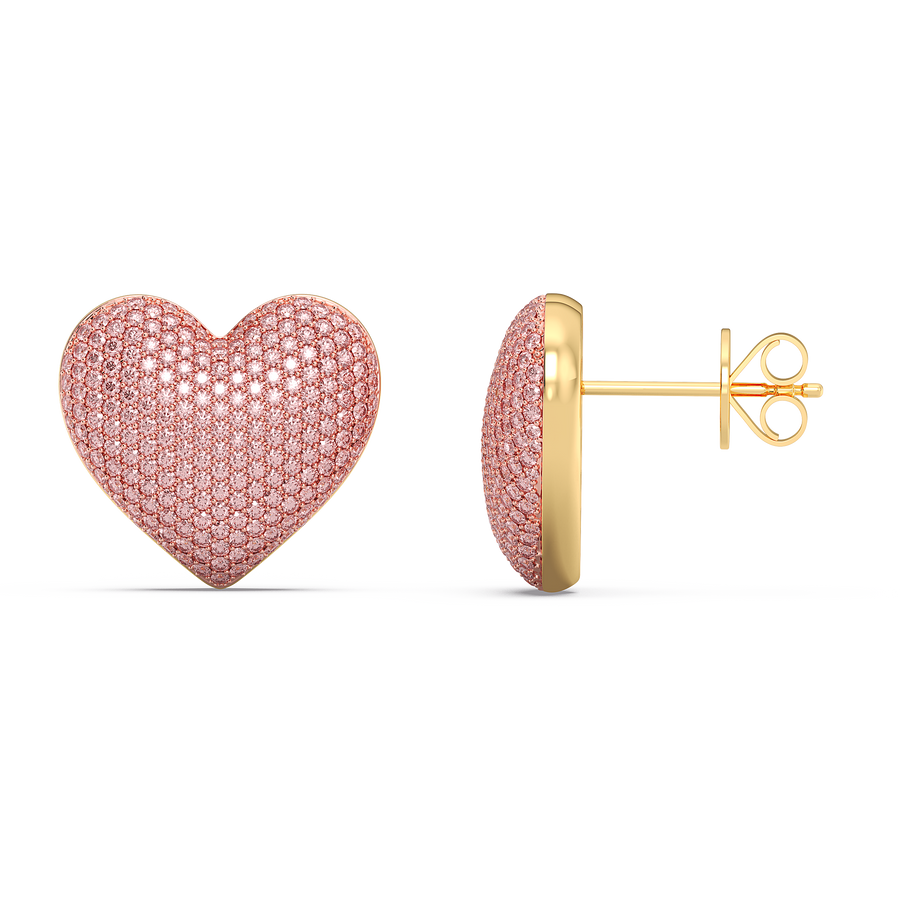 Hello Ella Heart Studs in Pink