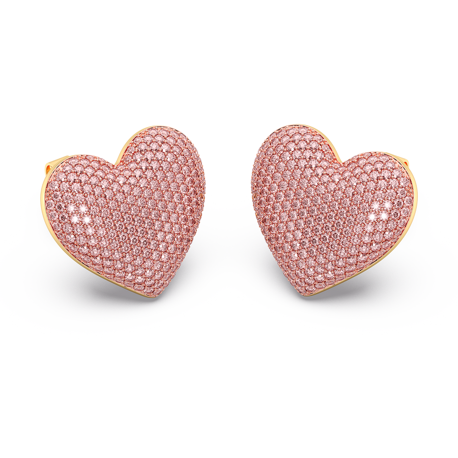 Hello Ella Heart Studs in Pink