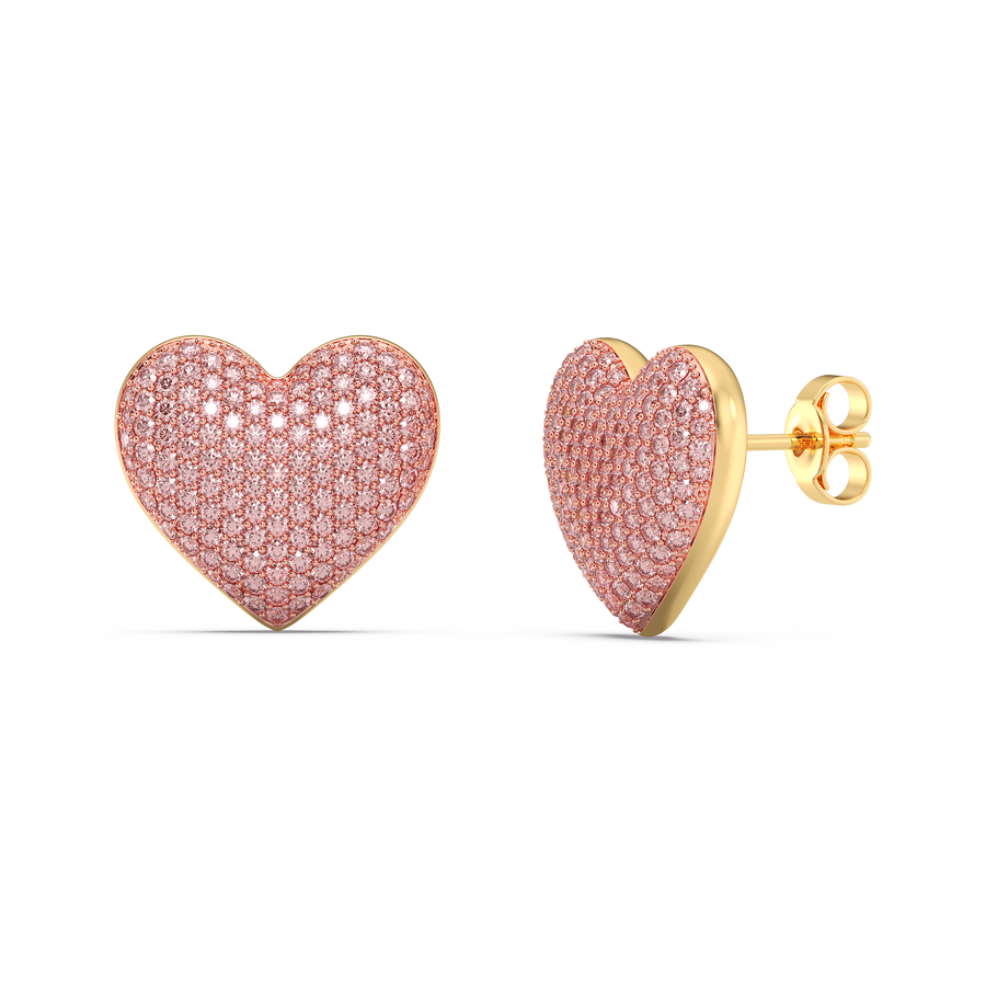 Hello Ella Heart Studs in Pink