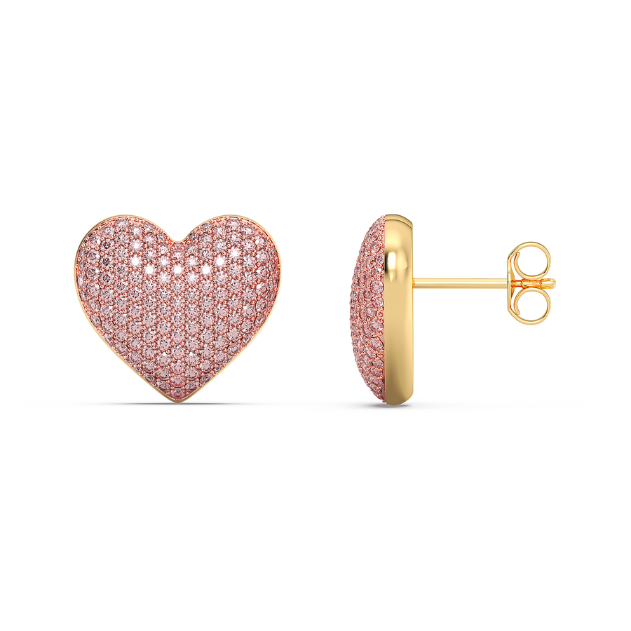 Hello Ella Heart Studs in Pink