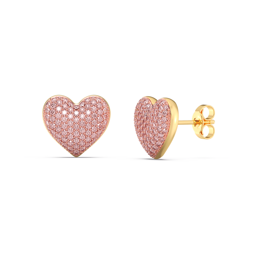 Hello Ella Heart Studs in Pink
