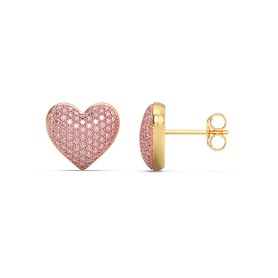Hello Ella Heart Studs in Pink