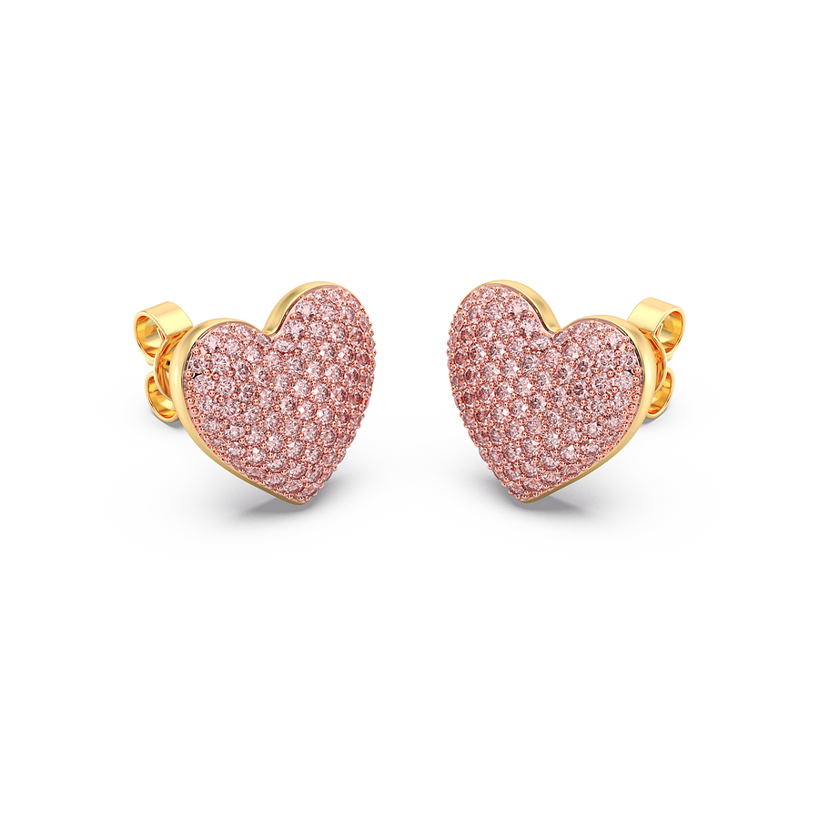 Hello Ella Heart Studs in Pink