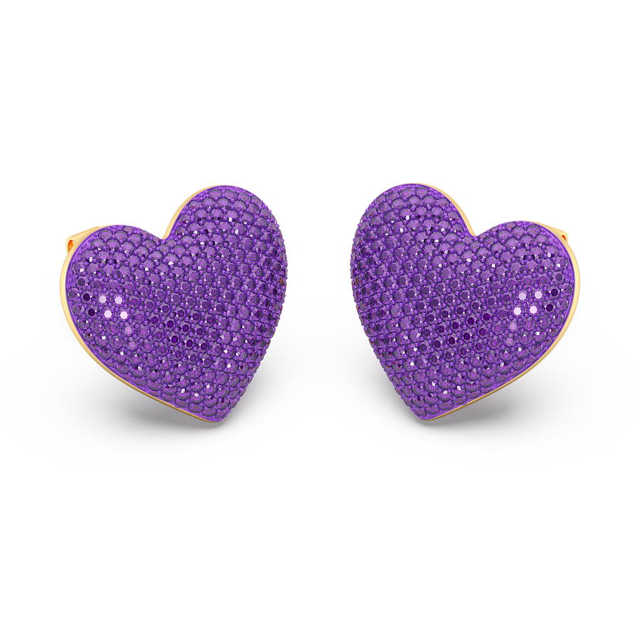 Hello Ella Heart Studs in Purple