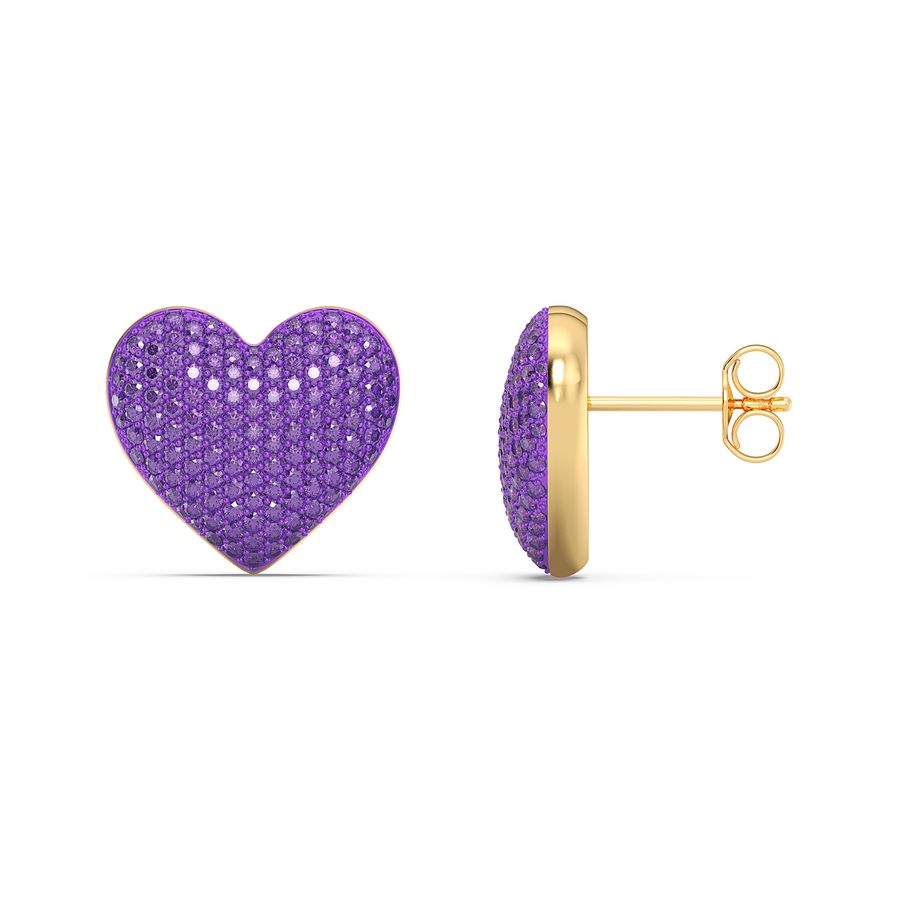 Hello Ella Heart Studs in Purple