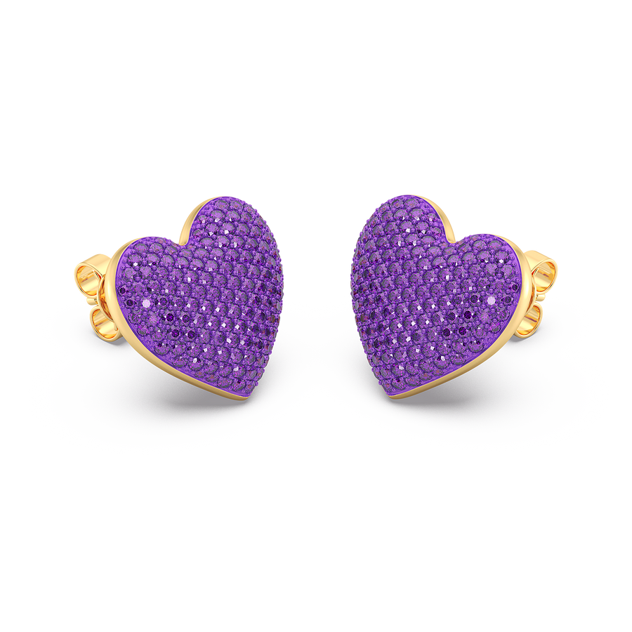 Hello Ella Heart Studs in Purple
