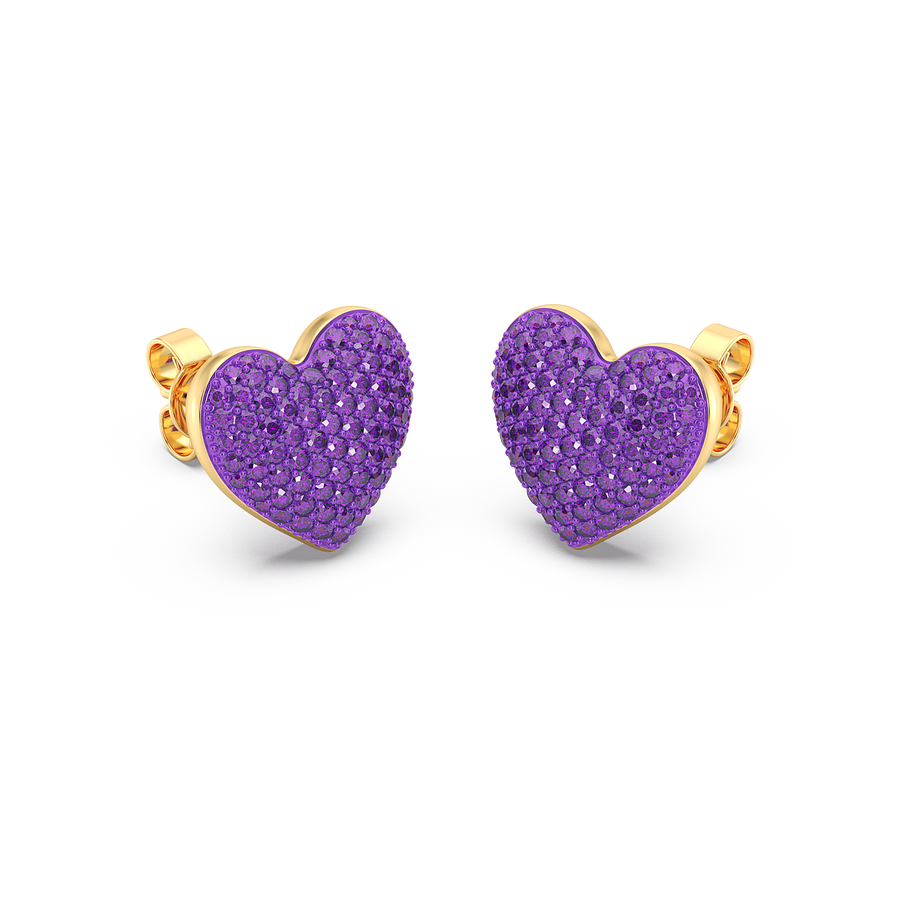 Hello Ella Heart Studs in Purple