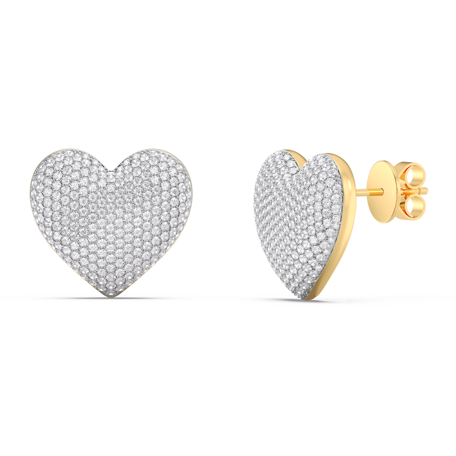 Hello Ella Heart Studs in White
