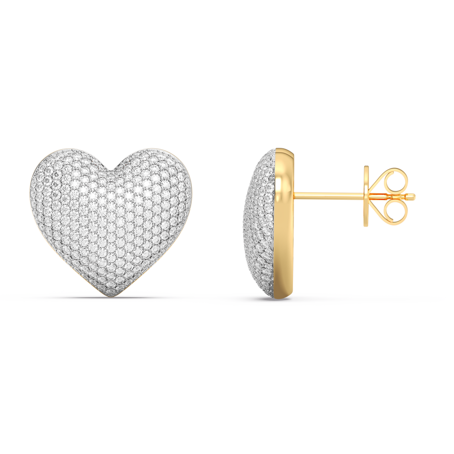 Hello Ella Heart Studs in White
