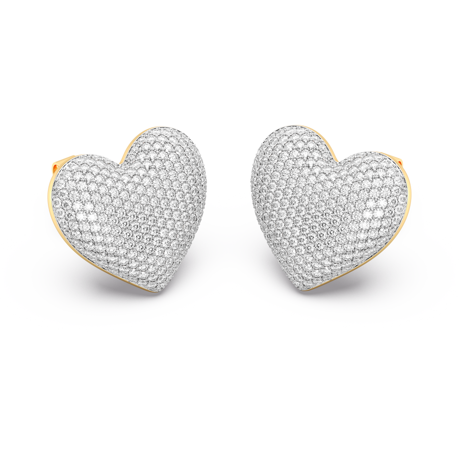 Hello Ella Heart Studs in White